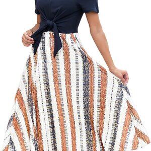 Women's Midi Dress Cotton Polyester With Pockets Casual Summer Party